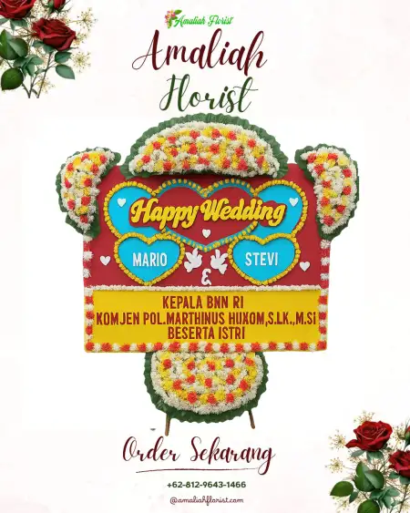 Papan Bunga Pernikahan Bermi